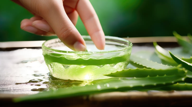 gel d'aloe vera dans une coupelle