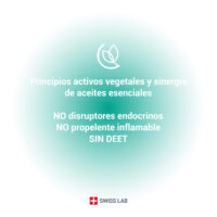 Principios activos vegetales y sinergia de aceites esenciales - SIN permetrina sintética, SIN DEET, SIN alteradores endocrinos, SIN propelente inflamable.